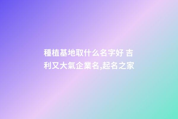 種植基地取什么名字好 吉利又大氣企業名,起名之家-第1張-公司起名-玄機派
